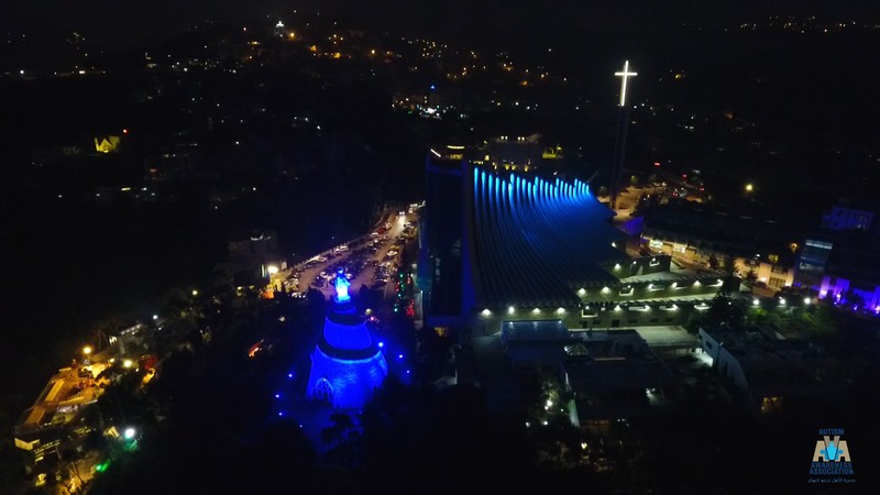 Our Lady of Lebanon in Blue for World Autism Day by the AAA - Autism Awareness Association